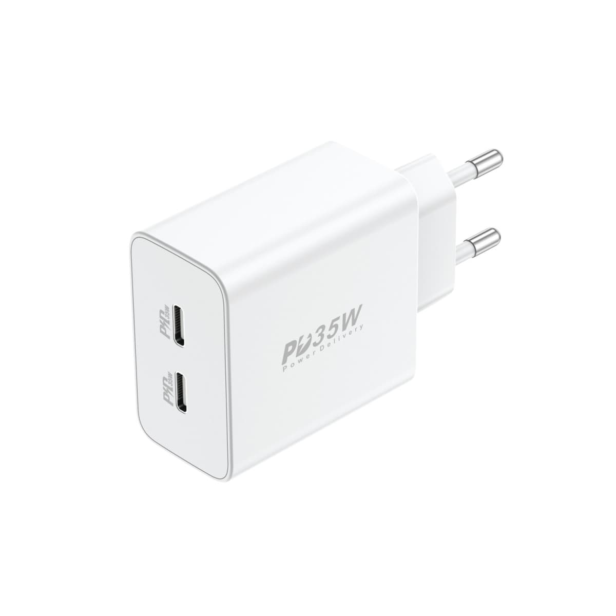 Adaptér Foneng EU50 - 2xTyp C - PD 35W 3A bílý - náhled 1