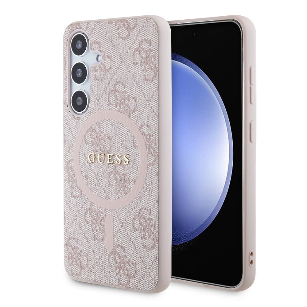 Guess PU Leather 4G Colored Ring MagSafe Zadní Kryt pro Samsung Galaxy S24 Pink - náhled 1
