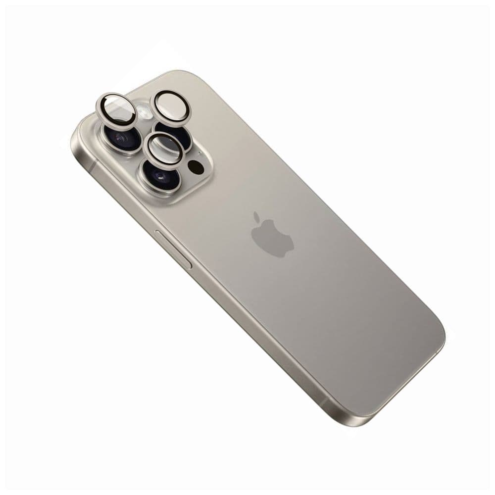 Ochranná skla čoček fotoaparátů FIXED Camera Glass pro Apple iPhone 15 Pro/15 Pro Max, přírodní titan - náhled 1