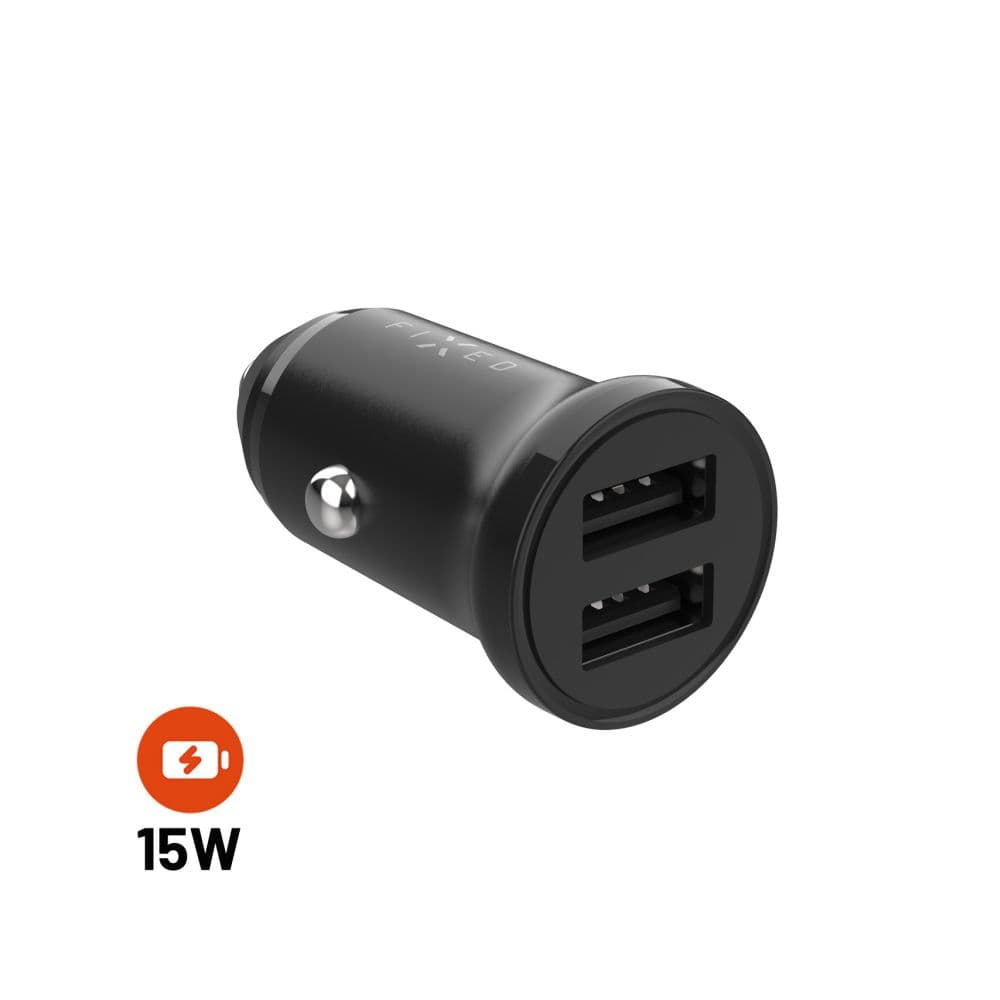 Autonabíječka FIXED s 2xUSB výstupem, 15W Smart Rapid Charge, černá - náhled 1