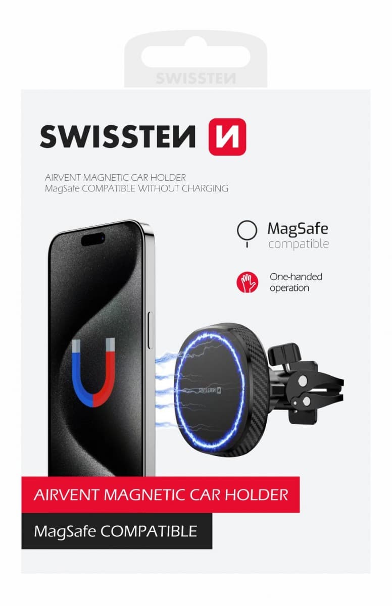 Magnetický držák do auta Swissten Magstick Compact do ventilační mřížky černý - náhled 1