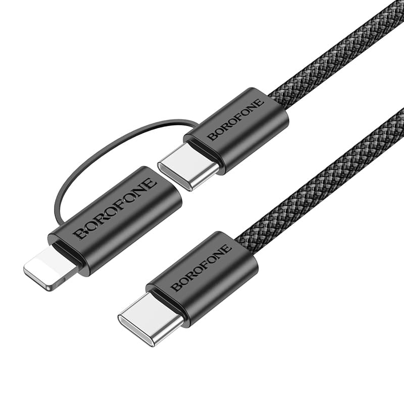 Datový kabel Borofone BX104 Primo - Type C na Type C + Lightning - 60W 3A 1 metr černý - náhled 1