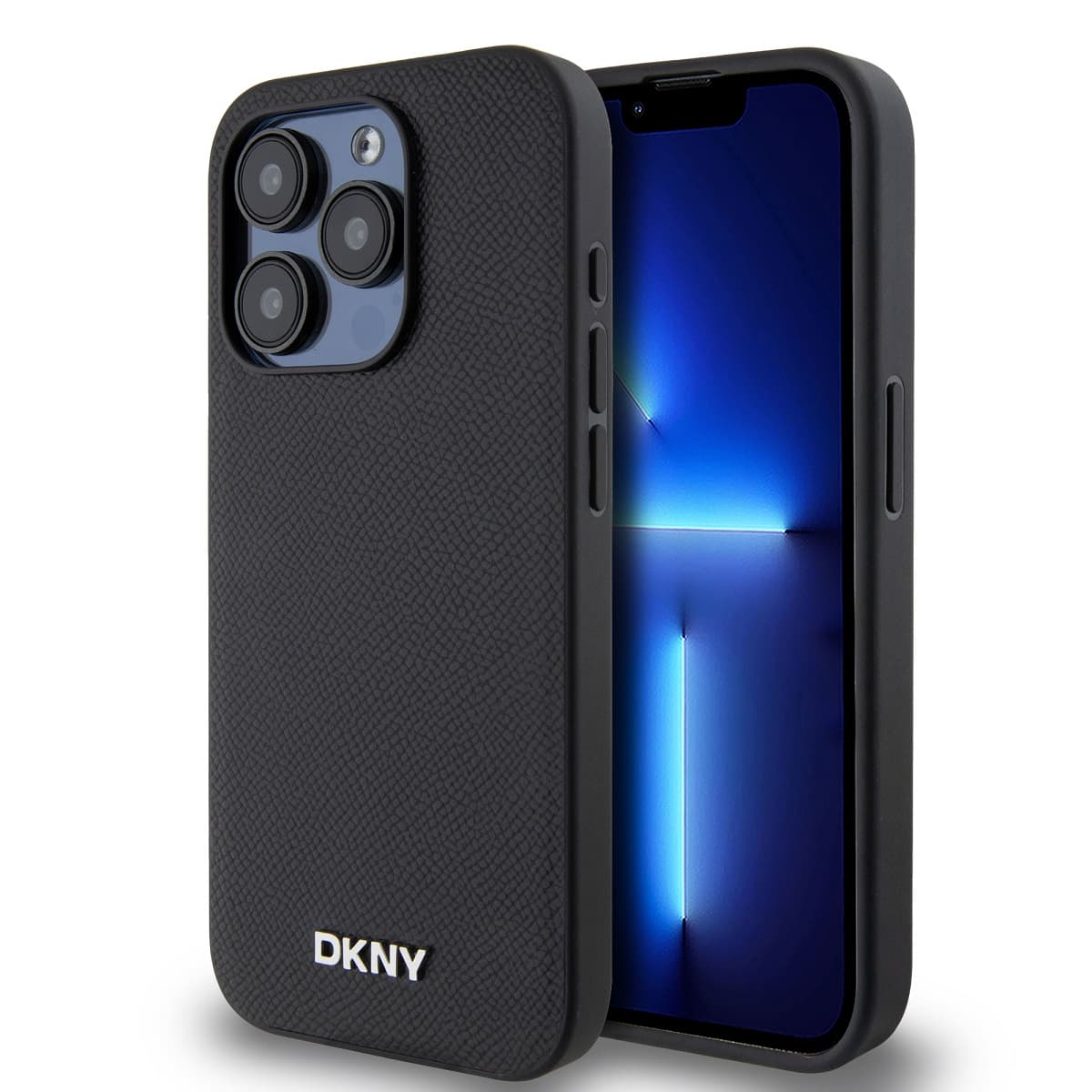 Zadní Kryt DKNY PU Leather Silver Metal Logo Magsafe pro iPhone 15 Pro černý - náhled 1
