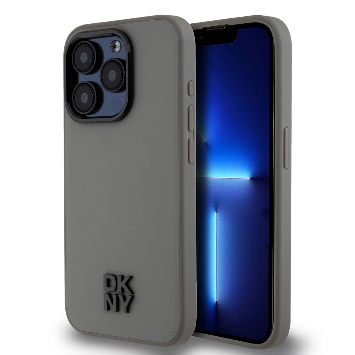 Zadní Kryt DKNY PU Leather Stack Logo Magsafe pro iPhone 15 Pro šedý - náhled 1