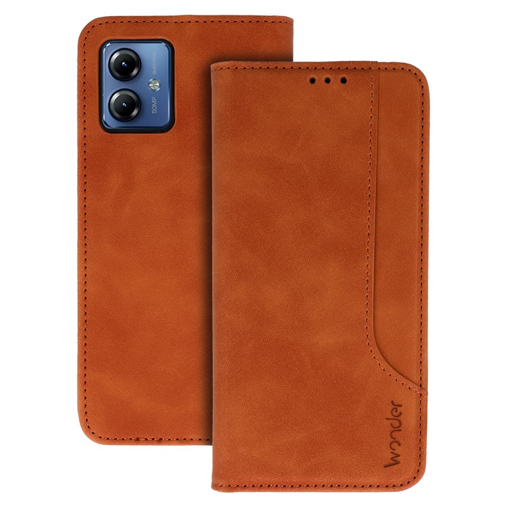 Knížkové pouzdro Wonder Prime pro Motorola Moto G14 hnědé - náhled 1