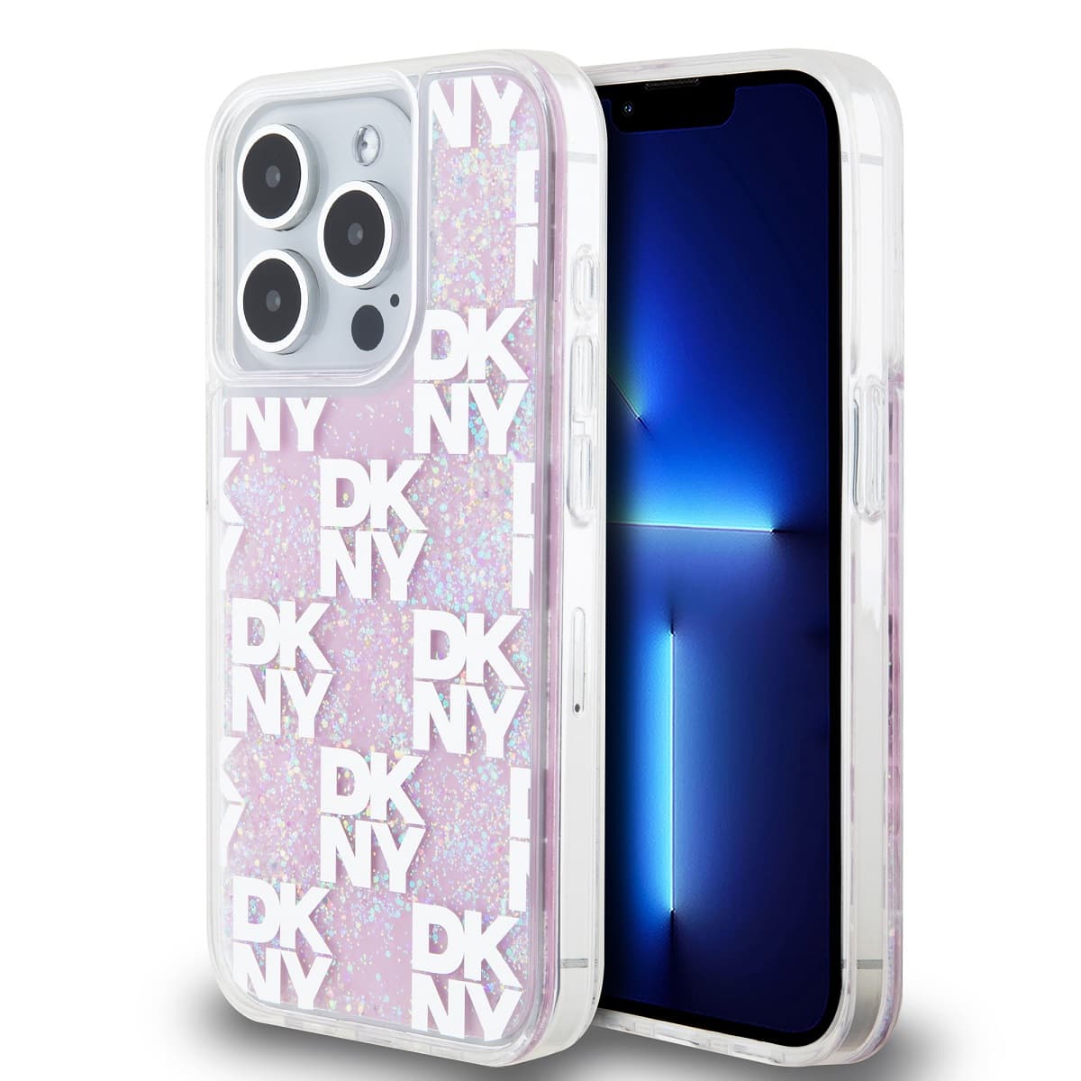 Zadní Kryt DKNY Liquid Glitter Checkered Pattern pro iPhone 15 Pro růžový - náhled 1