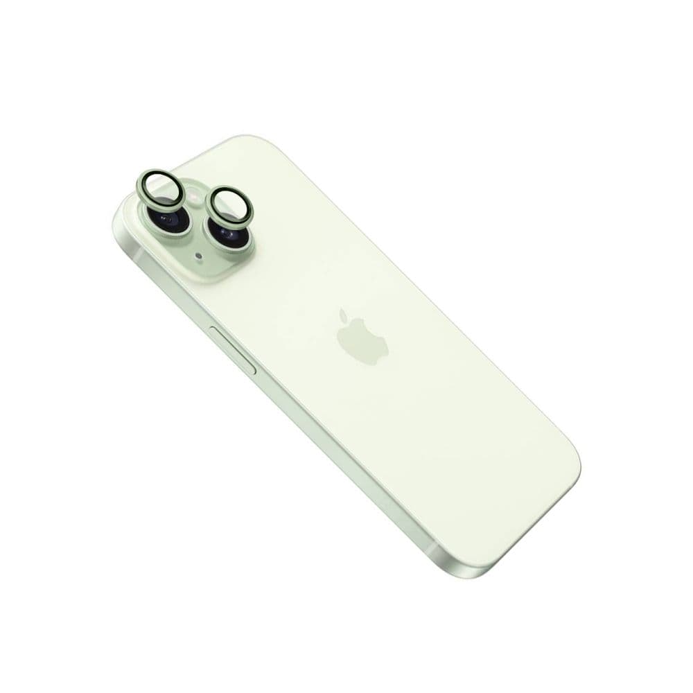 Ochranná skla čoček fotoaparátů FIXED Camera Glass pro Apple iPhone 15/15 Plus, světle zelená - náhled 1
