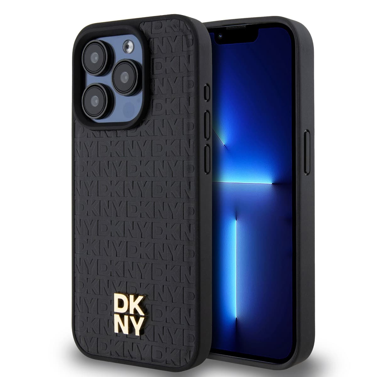 Zadní Kryt DKNY PU Leather Repeat Pattern Stack Logo Magsafe pro iPhone 15 Pro Max černý - náhled 1