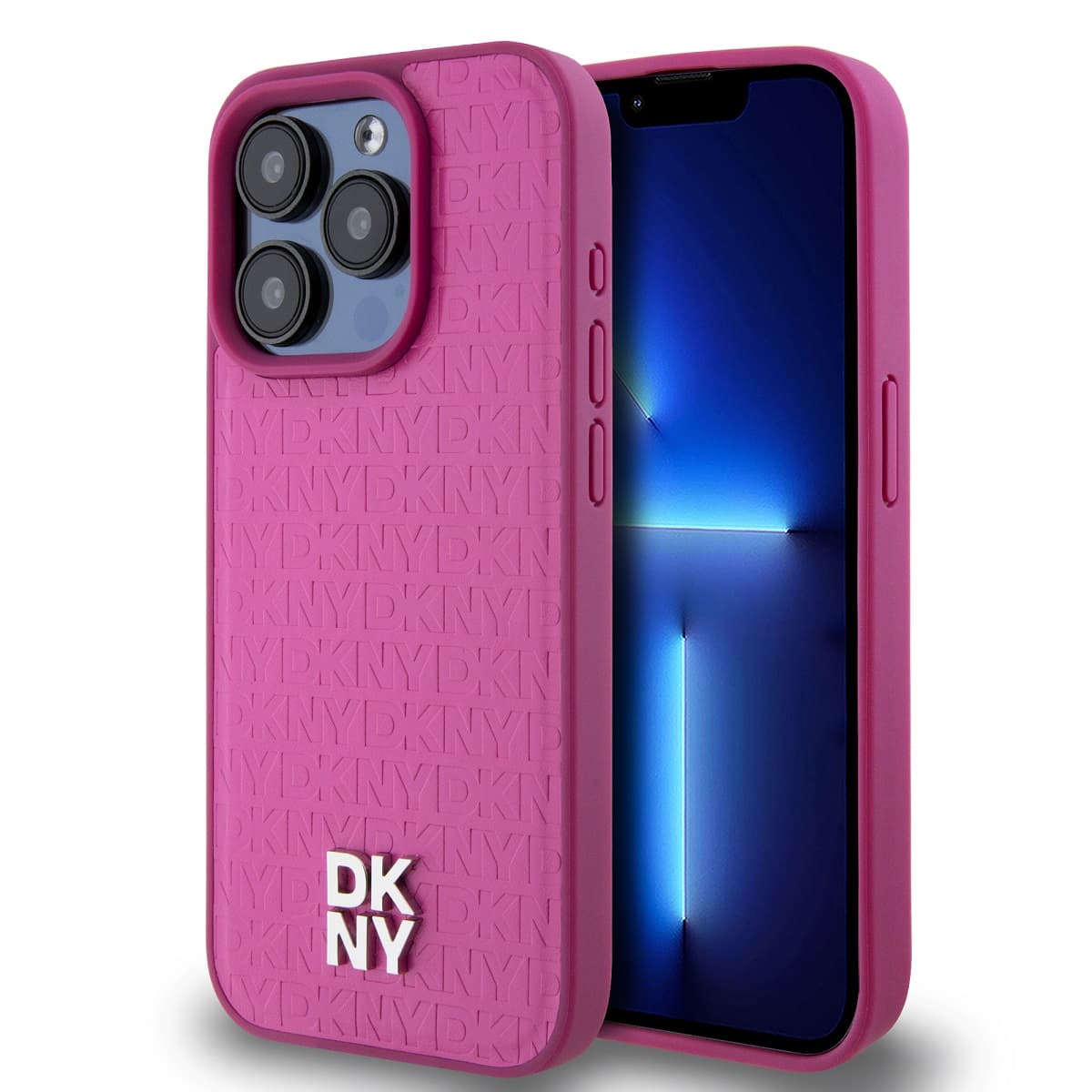 Zadní Kryt DKNY PU Leather Repeat Pattern Stack Logo Magsafe na iPhone 15 Pro Max Pink - náhled 1