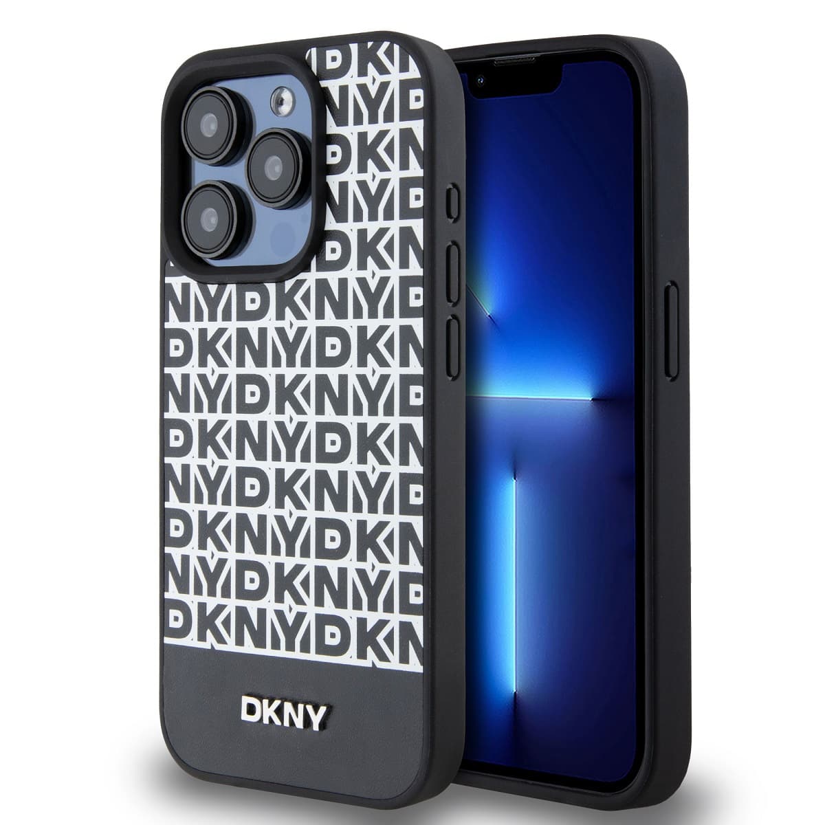 Zadní Kryt DKNY PU Leather Repeat Pattern Bottom Stripe pro iPhone 14 Pro Max černý - náhled 1