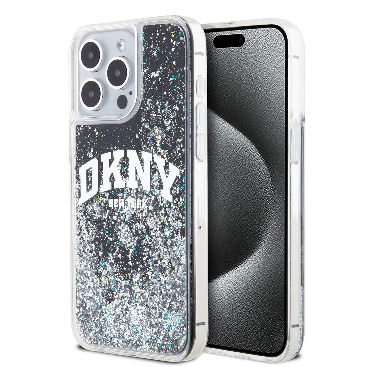 Zadní Kryt DKNY Liquid Glitter Arch Logo pro iPhone 14 Pro Max černý - náhled 1