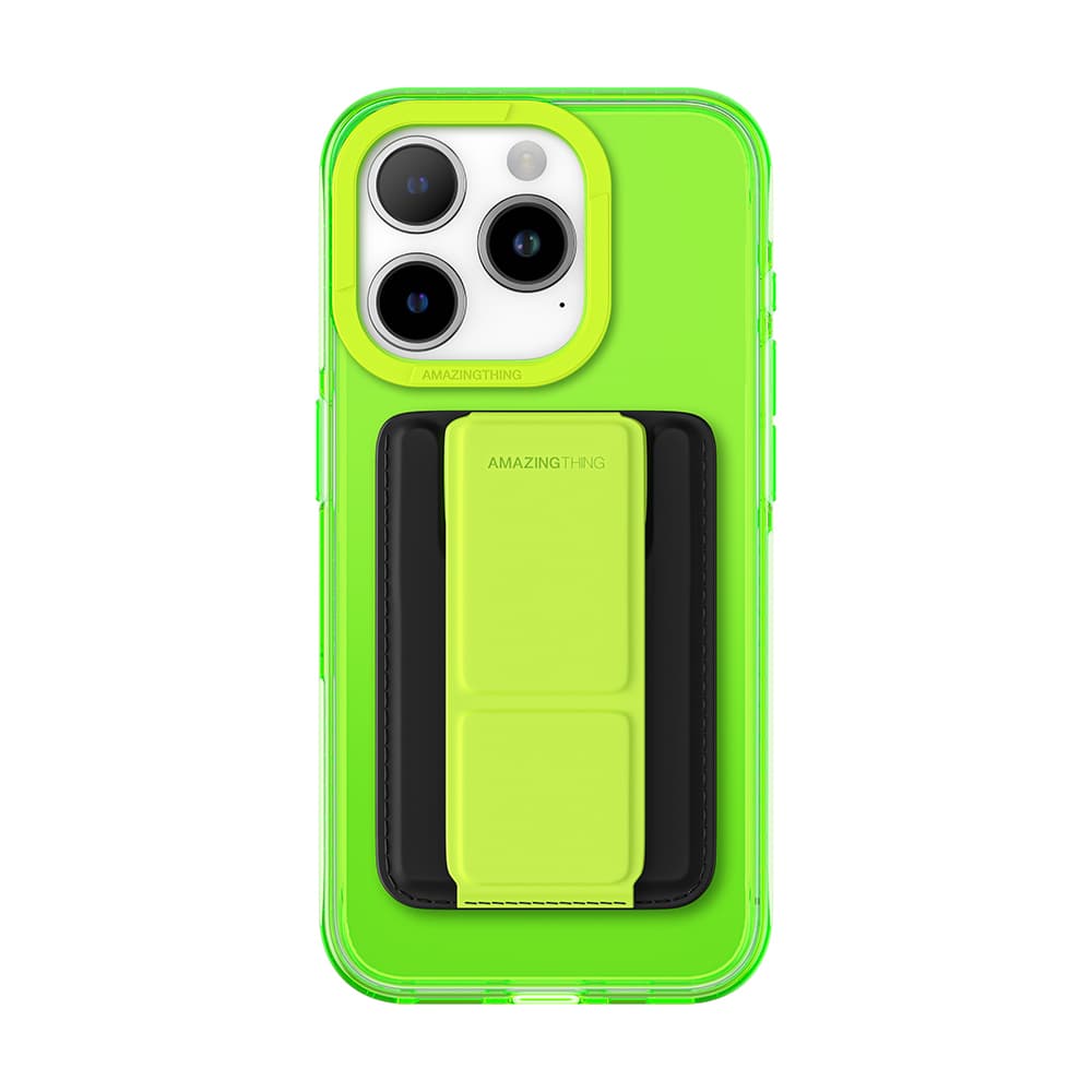 Zadní kryt Amazing Thing Titan Pro Neon Mag Wallet Case 10FT IP156.7PTWGN pro iPhone 15 Pro Max zelený se stojánkem - náhled 1