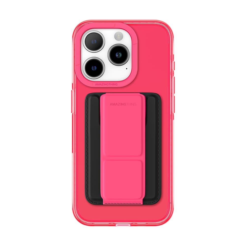 Zadní kryt Amazing Thing Titan Pro Neon Mag Wallet Case 10FT IP156.1PTWPN pro iPhone 15 Pro růžový se stojánkem - náhled 1