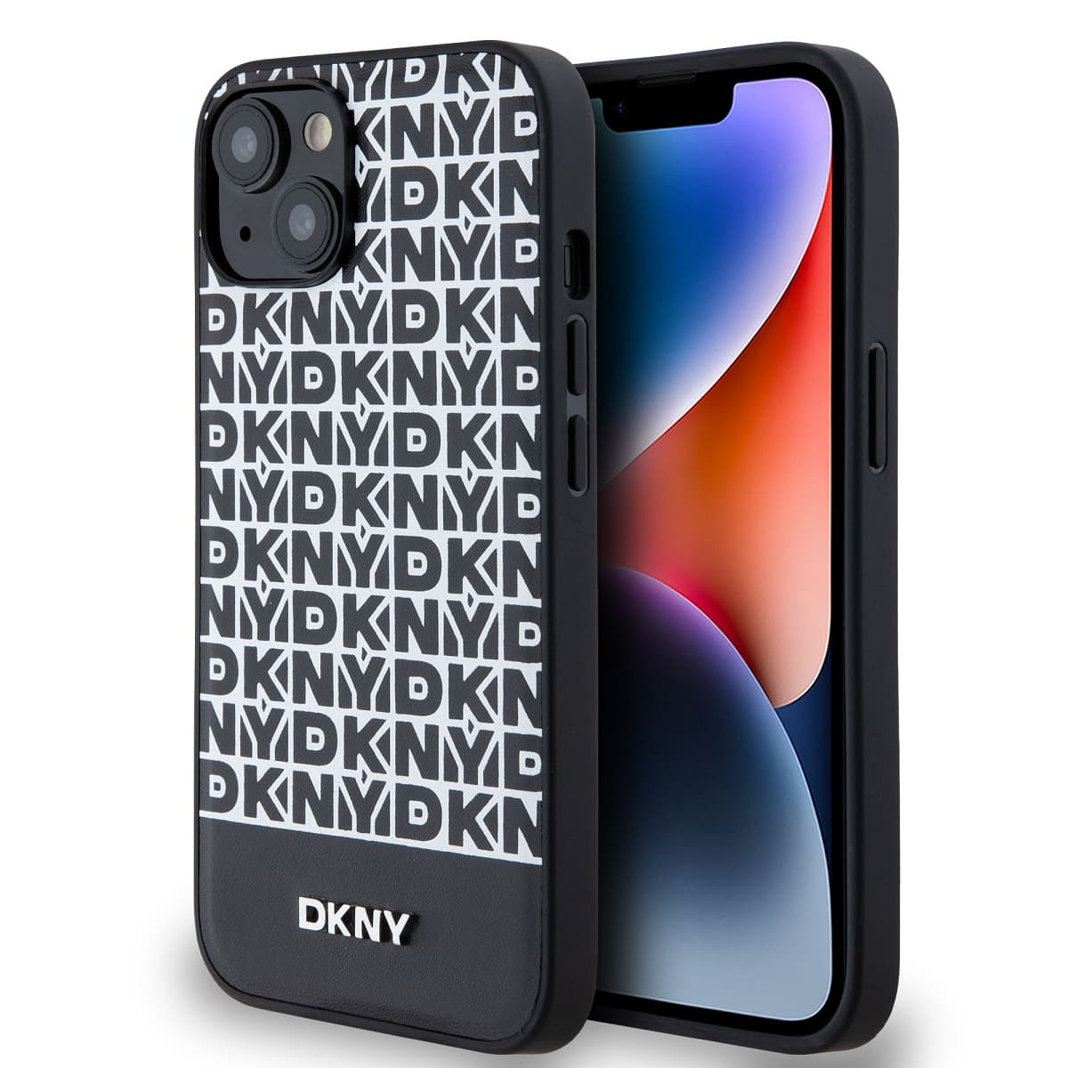 Zadní Kryt DKNY PU Leather Repeat Pattern Bottom Stripe pro iPhone 14 černý - náhled 1