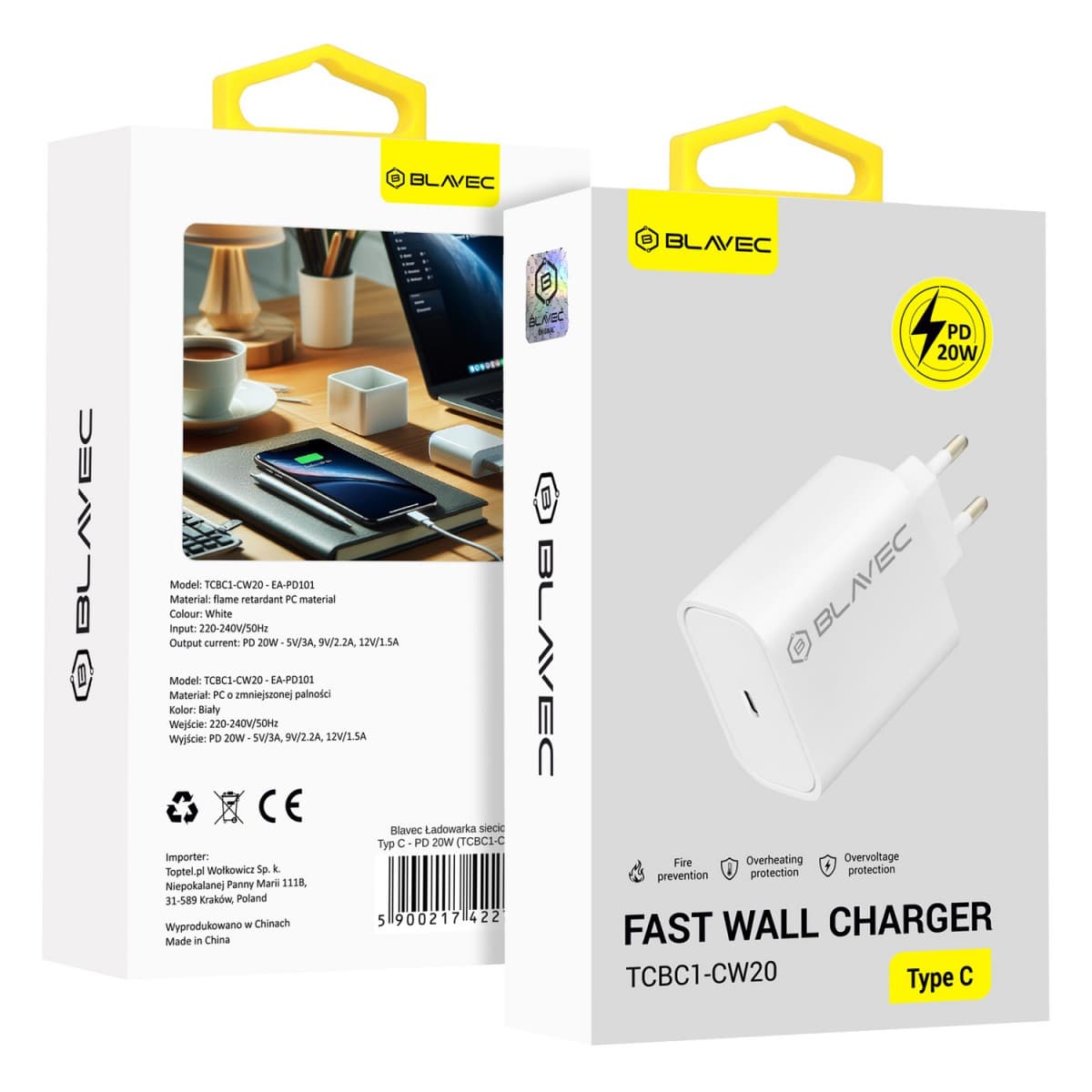 Adaptér Blavec BC1 s funkcí rychlonabíjení 20W (TCBC1-CW20) bílý - náhled 1