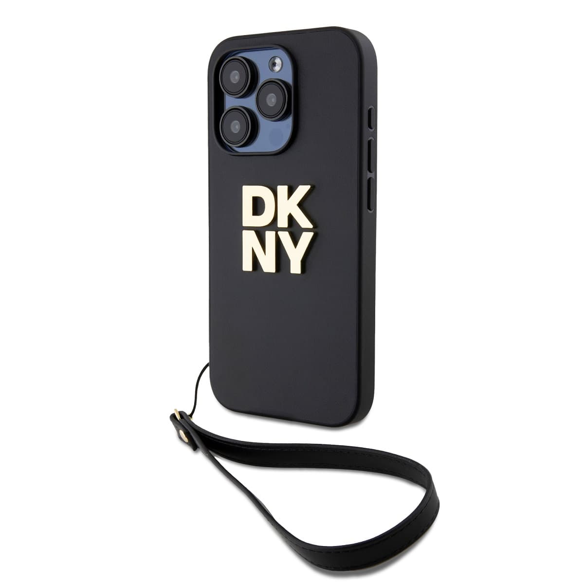 Zadní Kryt DKNY PU Leather Stack Logo Wrist Strap pro iPhone 15 Pro Black - náhled 1