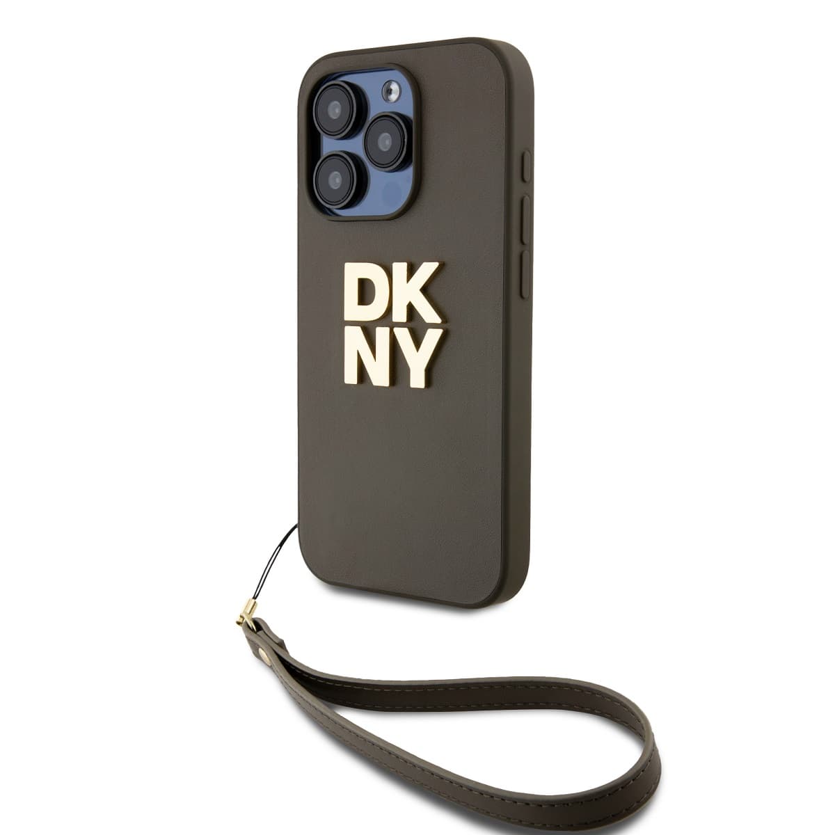 Zadní Kryt DKNY PU Leather Stack Logo Wrist Strap pro iPhone 15 Pro Green - náhled 1