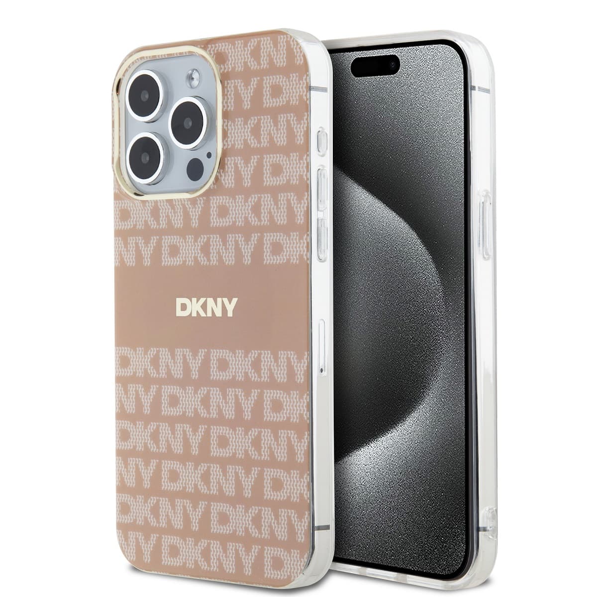 Zadní Kryt DKNY PC/TPU Repeat Pattern Tonal Stripe Magsafe pro iPhone 15 Pro Max růžový - náhled 1