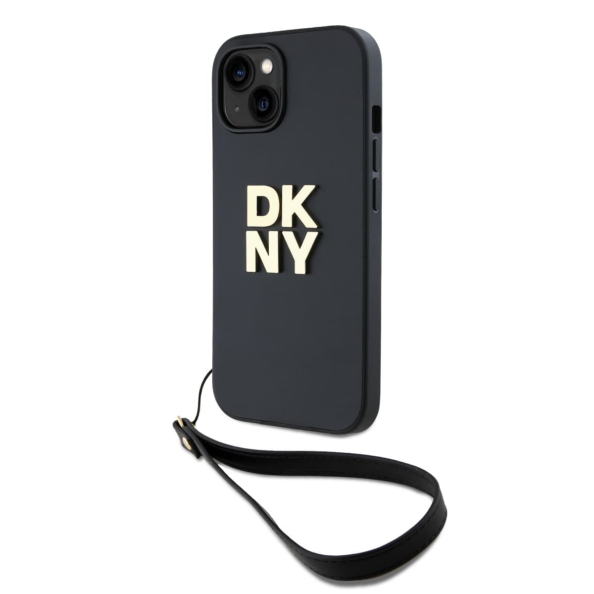 Zadní Kryt DKNY PU Leather Stack Logo Wrist Strap pro iPhone 13 černý - náhled 1