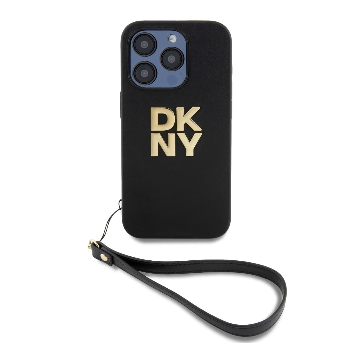 Zadní Kryt DKNY PU Leather Stack Logo Wrist Strap pro iPhone 15 Pro Max černý - náhled 1
