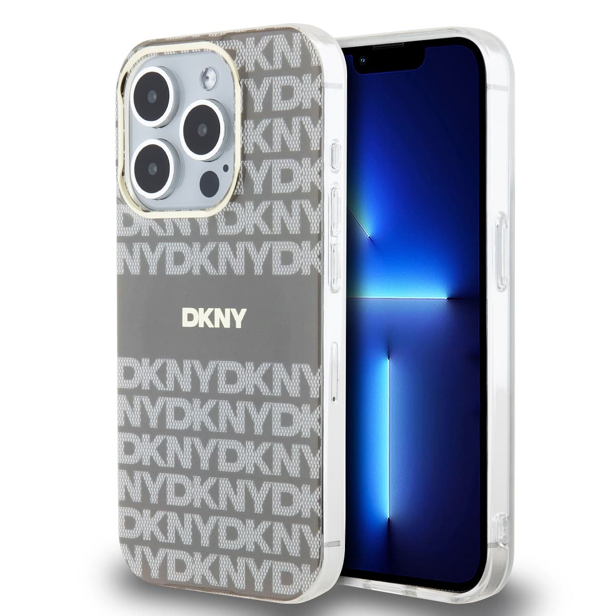 Zadní Kryt DKNY PC/TPU Repeat Pattern Tonal Stripe Magsafe na iPhone 14 Pro Max Beige - náhled 1