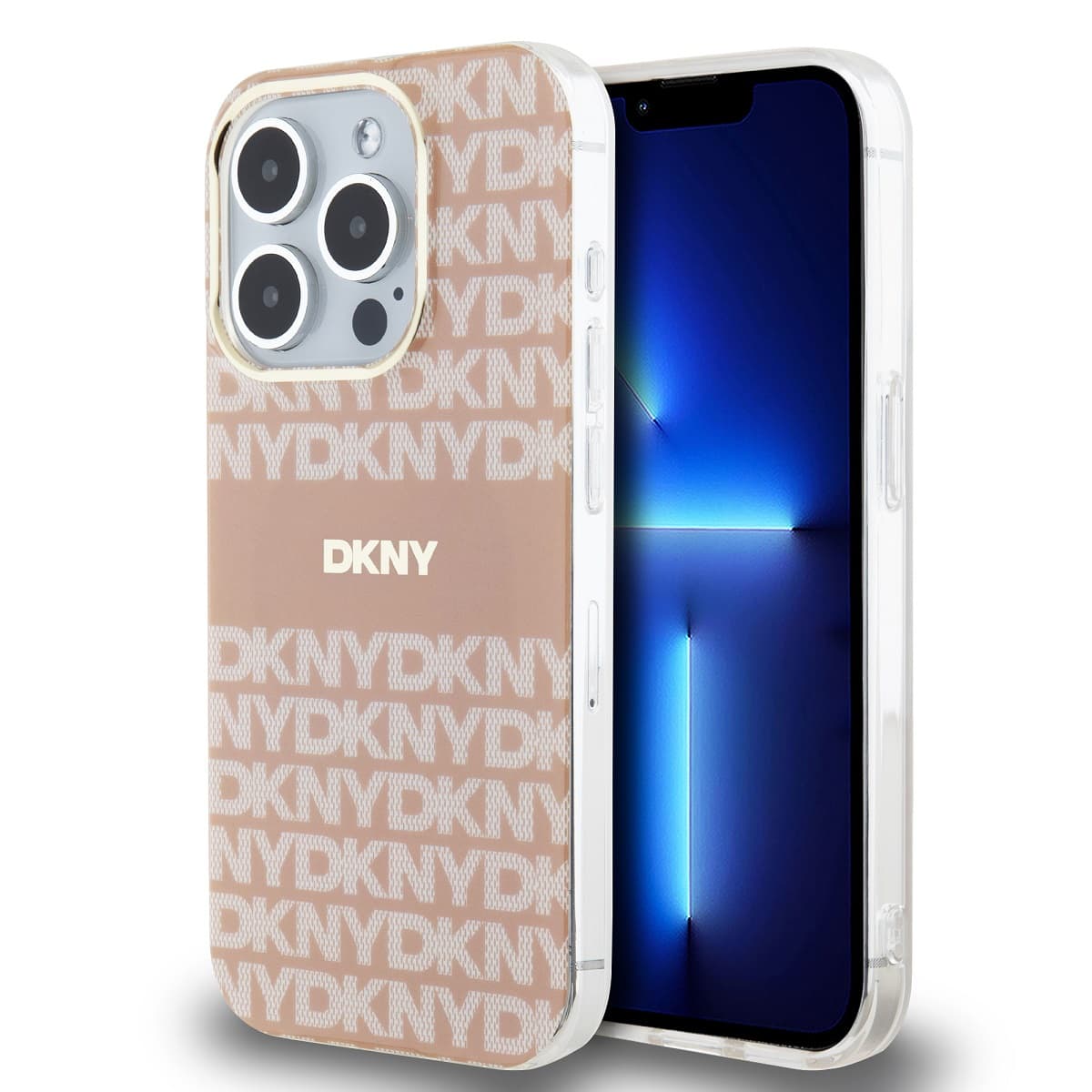 Zadní Kryt DKNY PC/TPU Repeat Pattern Tonal Stripe Magsafe pro iPhone 14 Pro růžový - náhled 1