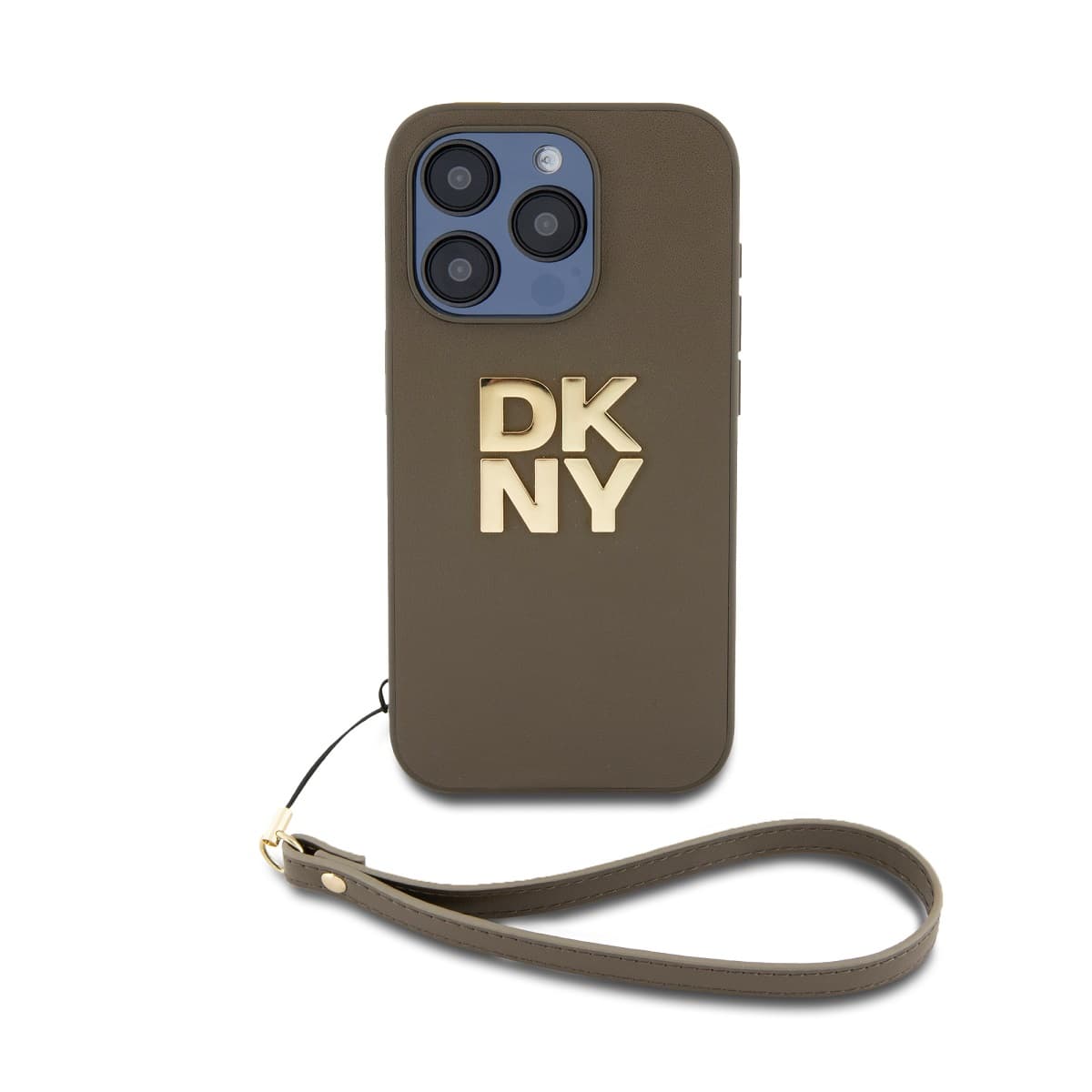 Zadní Kryt DKNY PU Leather Stack Logo Wrist Strap pro iPhone 14 Pro zelený - náhled 1