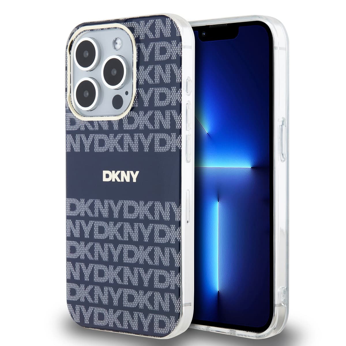 Zadní Kryt DKNY PC/TPU Repeat Pattern Tonal Stripe Magsafe pro iPhone 13 Pro modrý - náhled 1