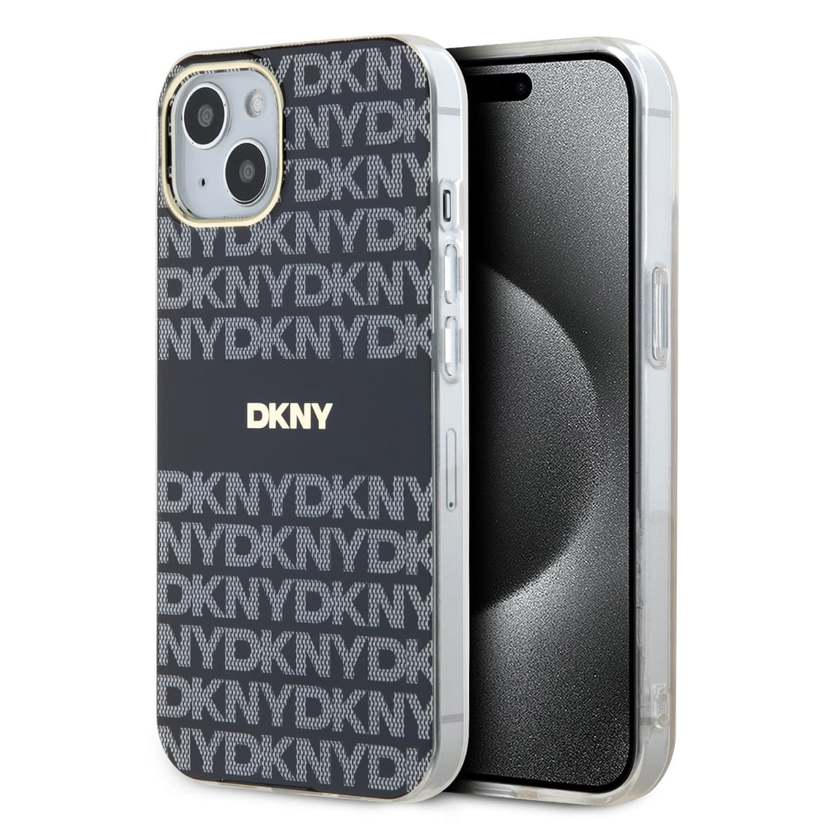 Zadní Kryt DKNY PC/TPU Repeat Pattern Tonal Stripe Magsafe pro iPhone 13 černý - náhled 1