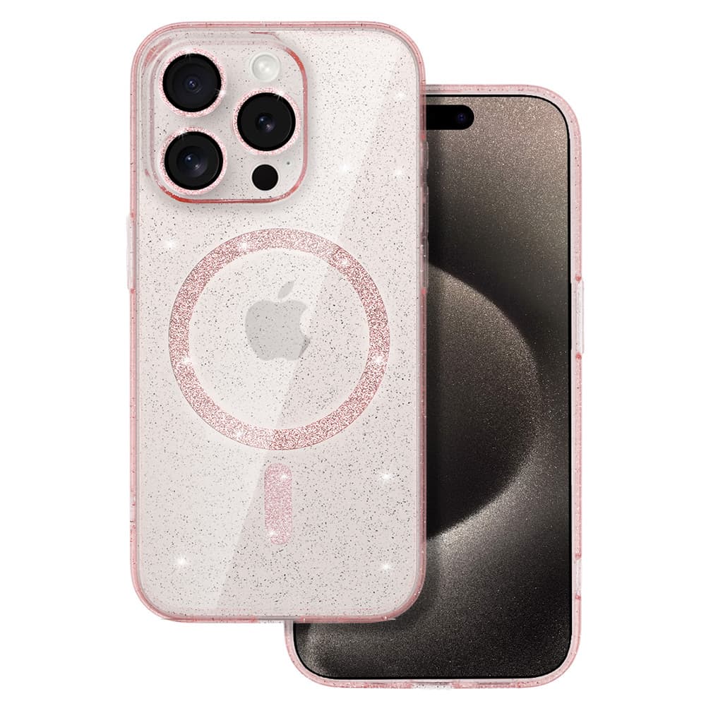 Glitter Magsafe Case pro iPhone 12 Pro růžové čiré - náhled 1