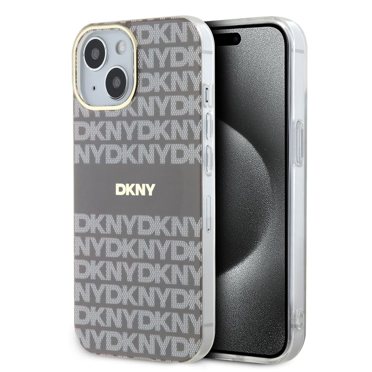 Zadní Kryt DKNY PC/TPU Repeat Pattern Tonal Stripe Magsafe na iPhone 14 Beige - náhled 1