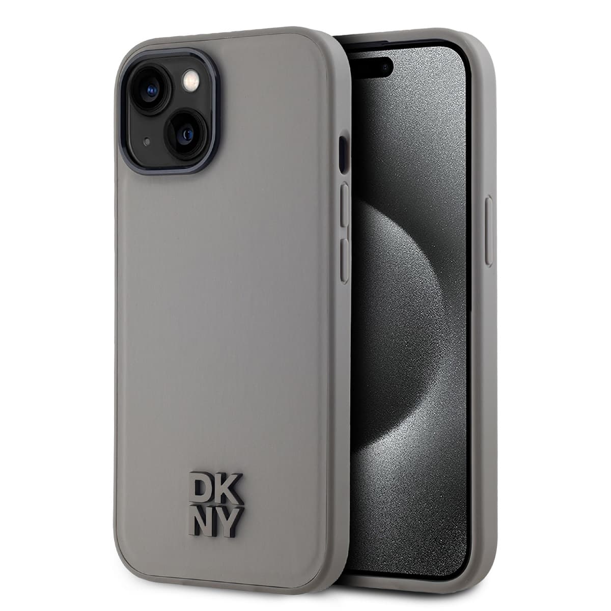 Zadní Kryt DKNY PU Leather Stack Logo Magsafe pro iPhone 15 Grey - náhled 1