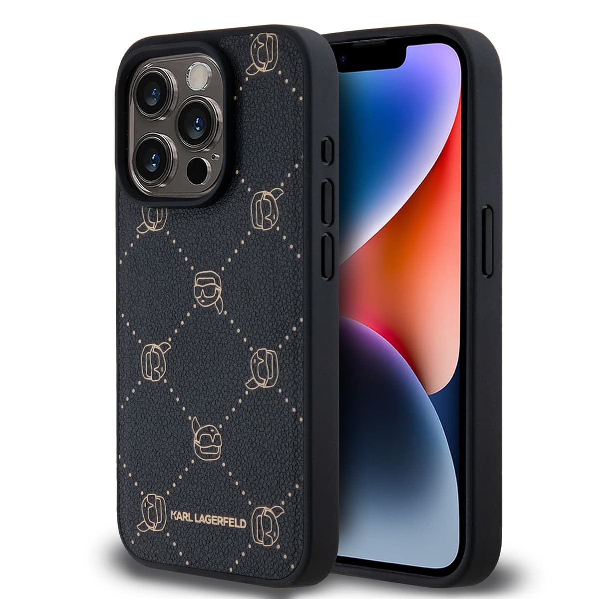 Karl Lagerfeld PU Karl Heads Pattern Magsafe Zadní Kryt pro iPhone 15 Pro Max Black - náhled 1