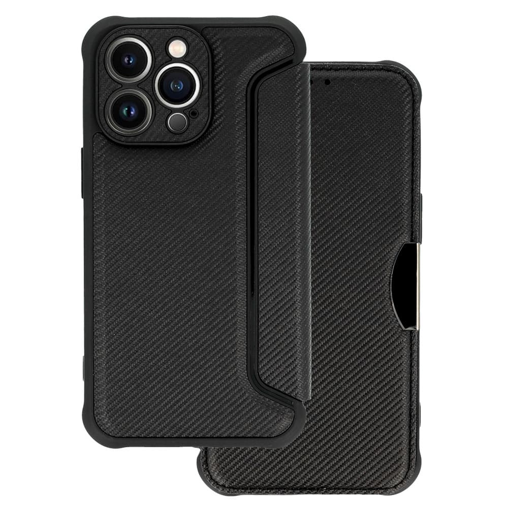 Knížkové pouzdro Razor Carbon pro Xiaomi Redmi Note 13 Pro 5G černé - náhled 1