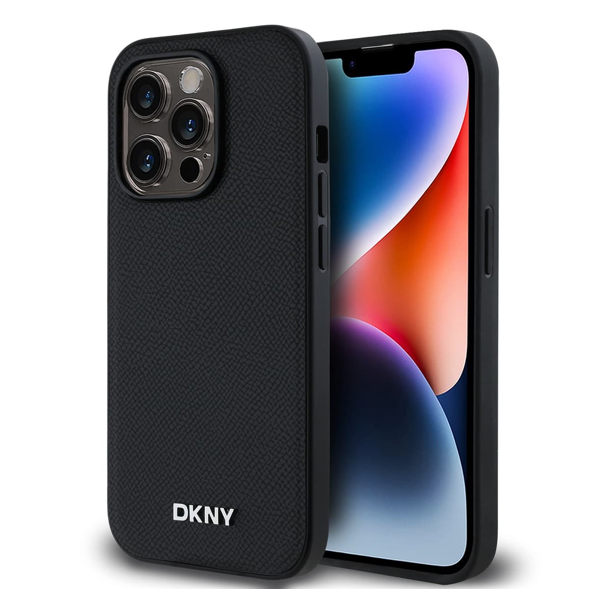 DKNY PU Leather Silver Metal Logo Magsafe Zadní Kryt pro iPhone 14 Pro Black - náhled 1