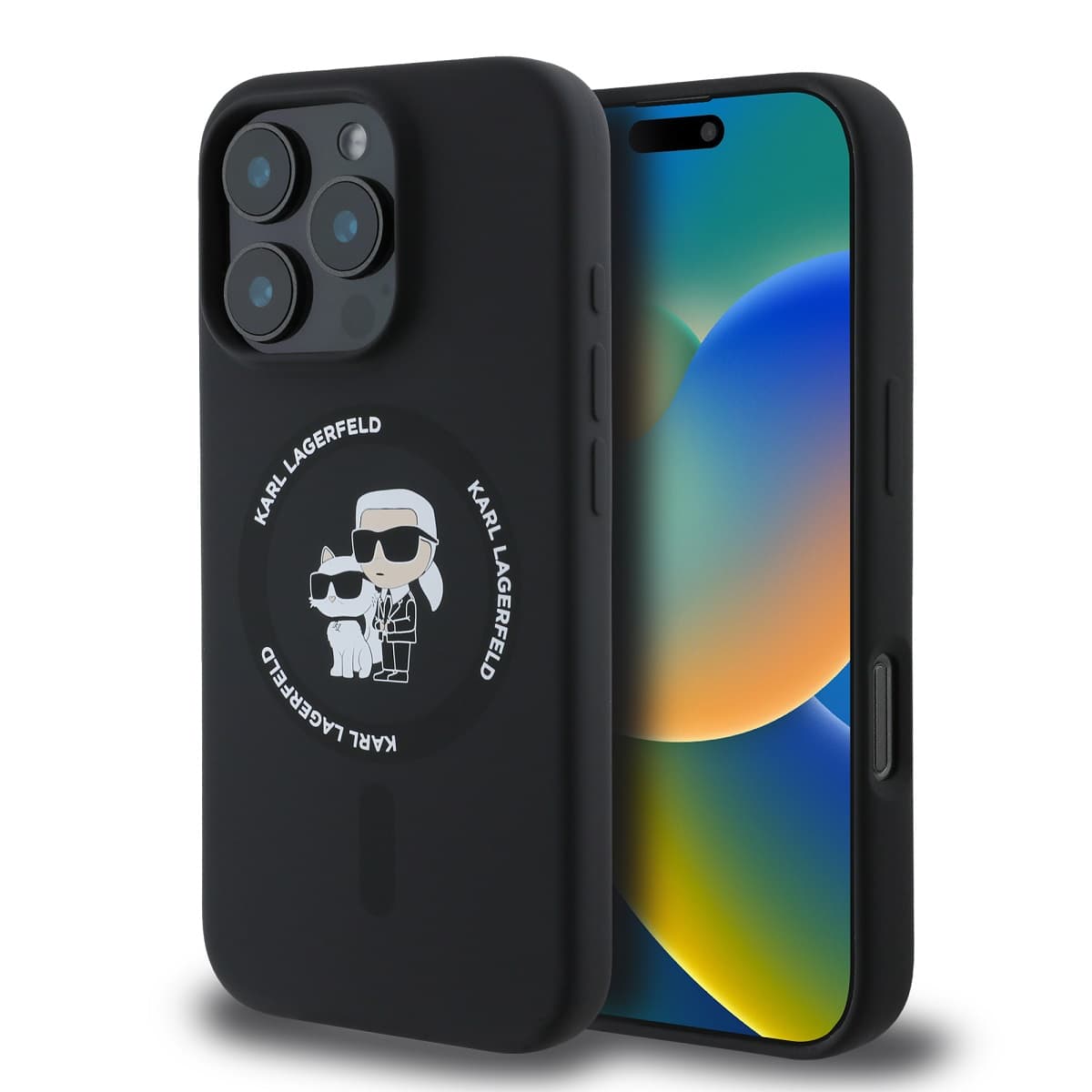Zadní kryt Karl Lagerfeld Liquid Silicone Karl and Choupette MagSafe pro iPhone 16 Pro Max Black - náhled 1