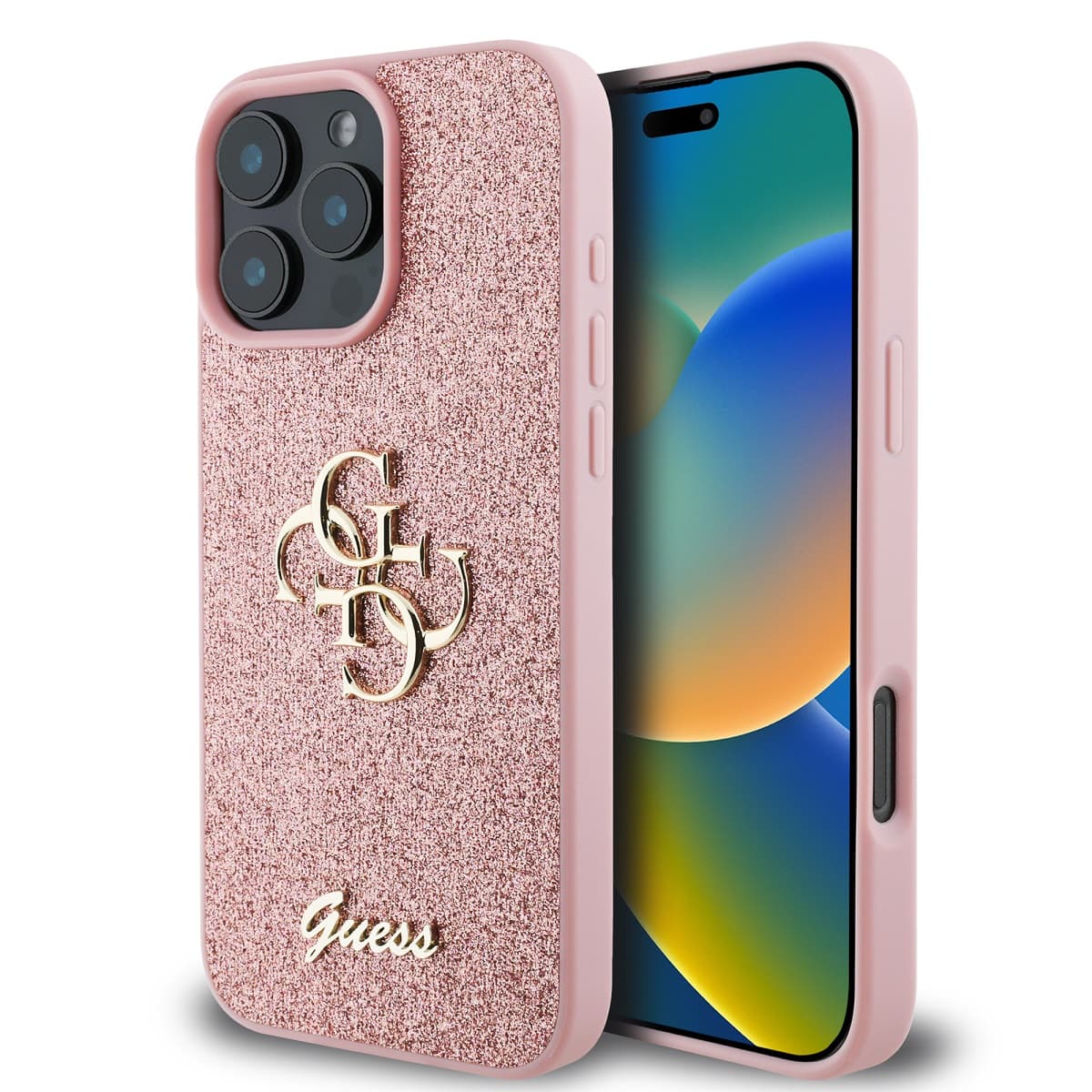 Zadní kryt Guess PU Fixed Glitter 4G Metal Logo pro iPhone 16 Pro Max Pink - náhled 1