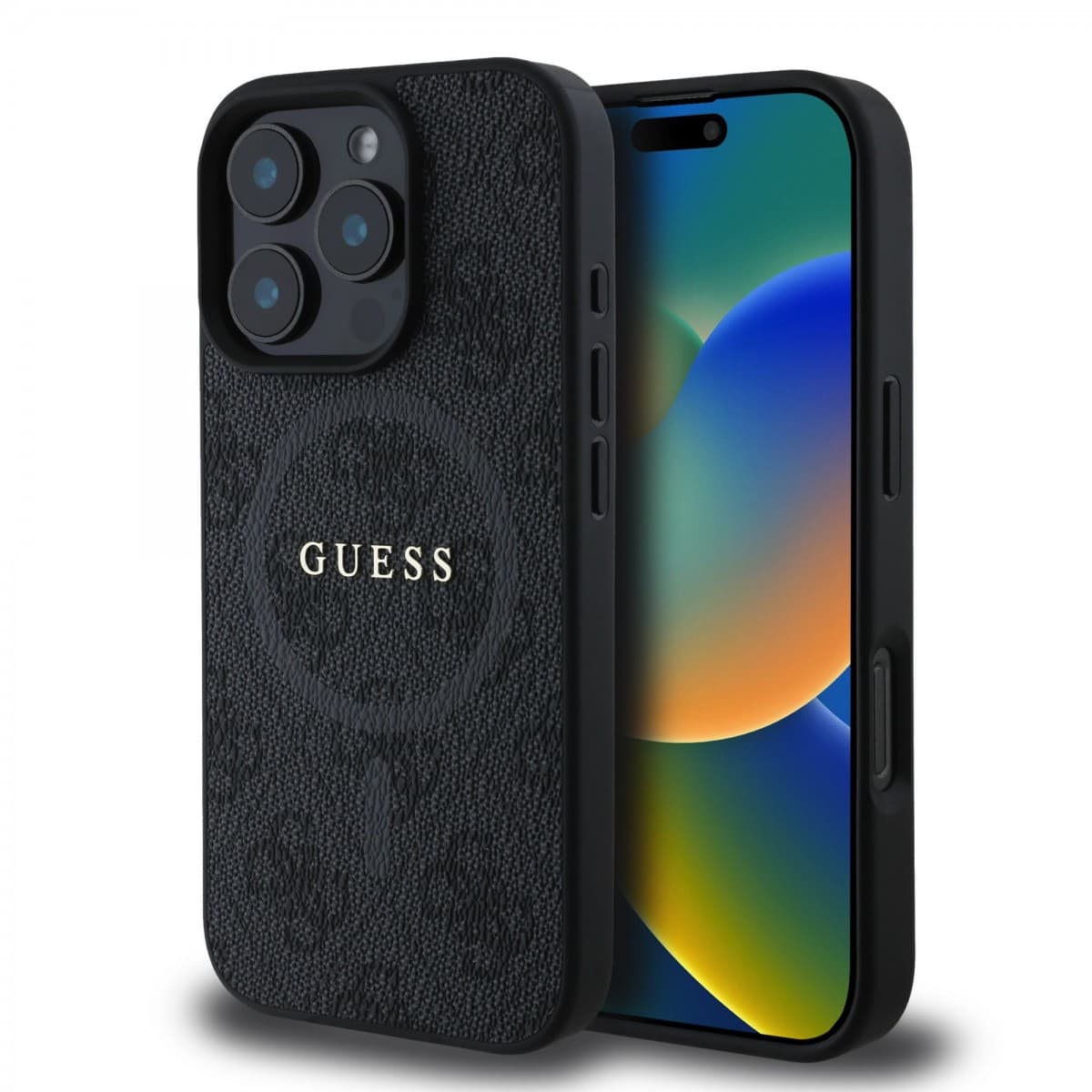 Zadní kryt Guess PU Leather 4G Colored Ring MagSafe pro iPhone 16 Pro Max Black - náhled 1