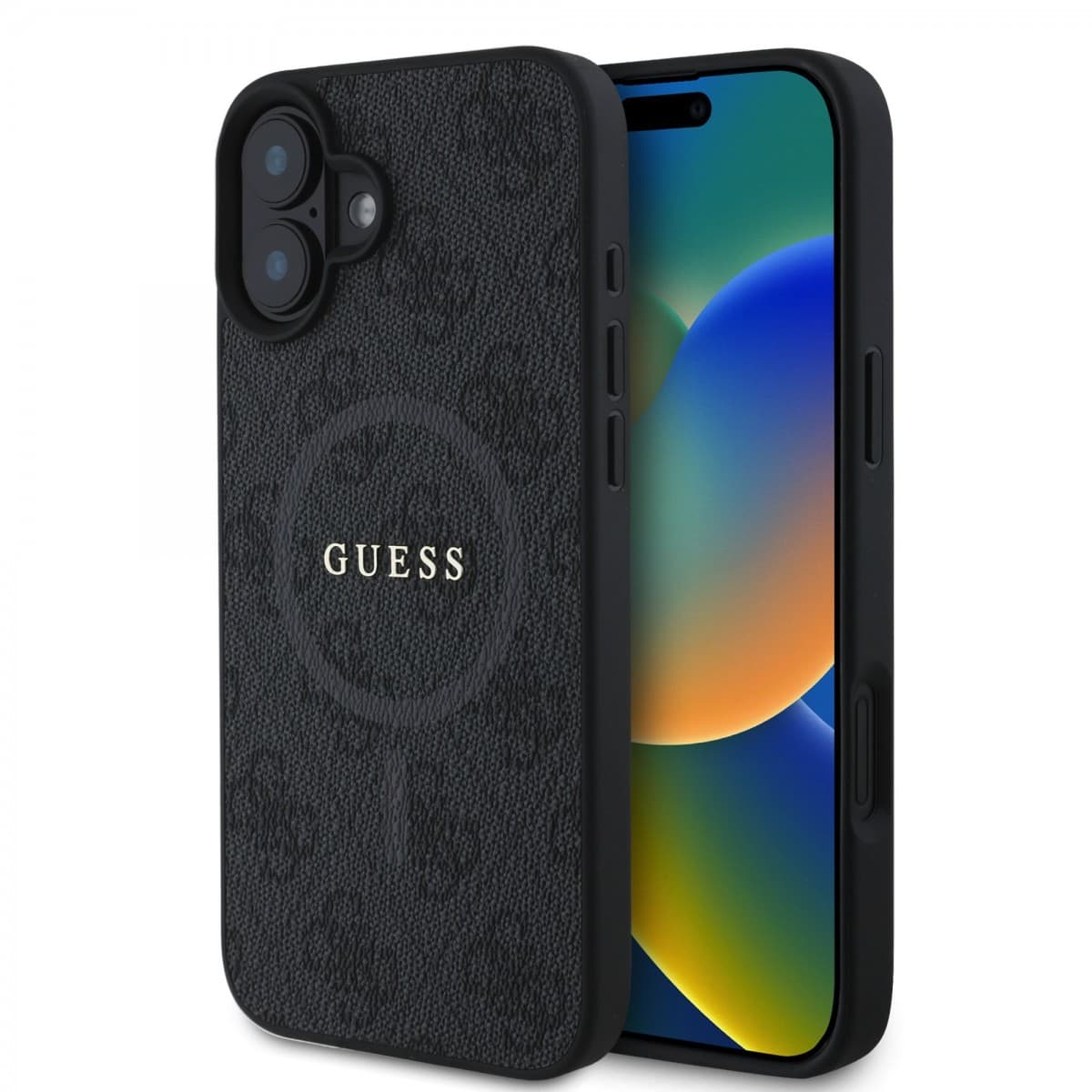 Zadní kryt Guess PU Leather 4G Colored Ring MagSafe pro iPhone 16 Black - náhled 1