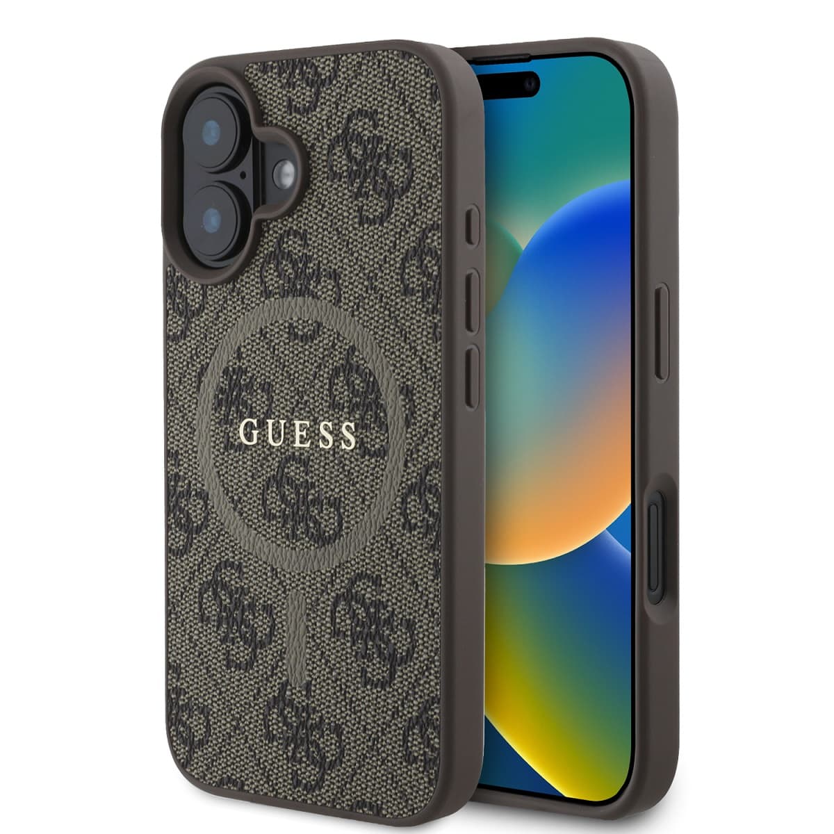 Zadní kryt Guess PU Leather 4G Colored Ring MagSafe pro iPhone 16 Brown - náhled 1