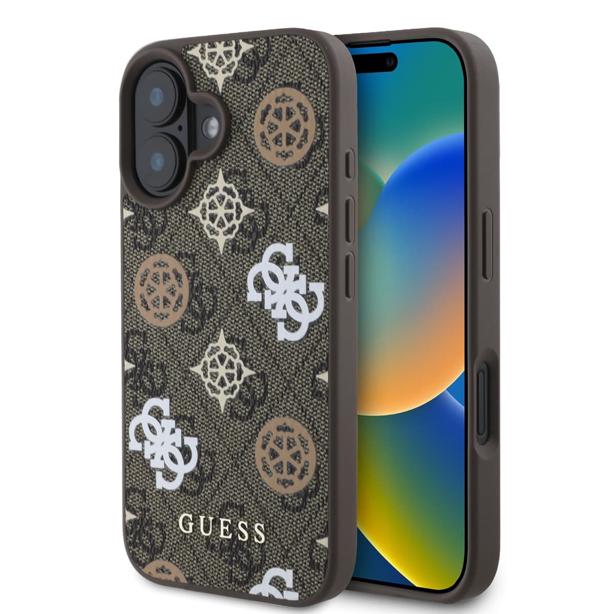Zadní kryt Guess PU 4G Peony MagSafe pro iPhone 16 Brown - náhled 1
