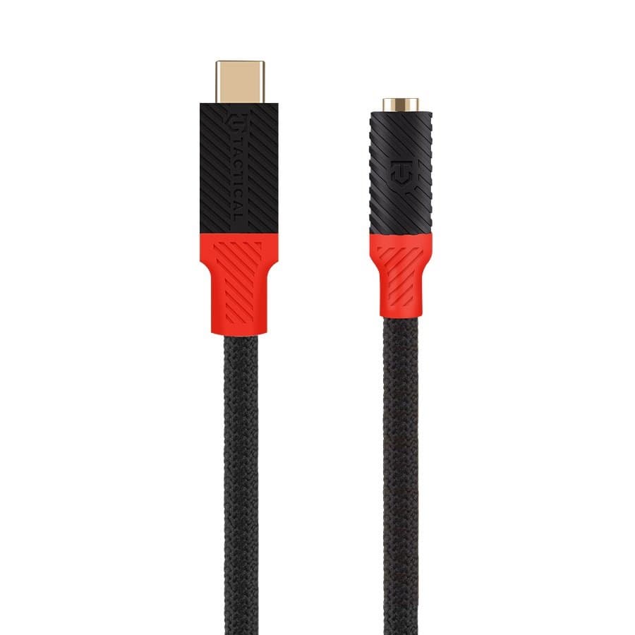 Adaptér Tactical Pin4Fun USB-C-3,5mm jack 0,1m Black-Red - náhled 1