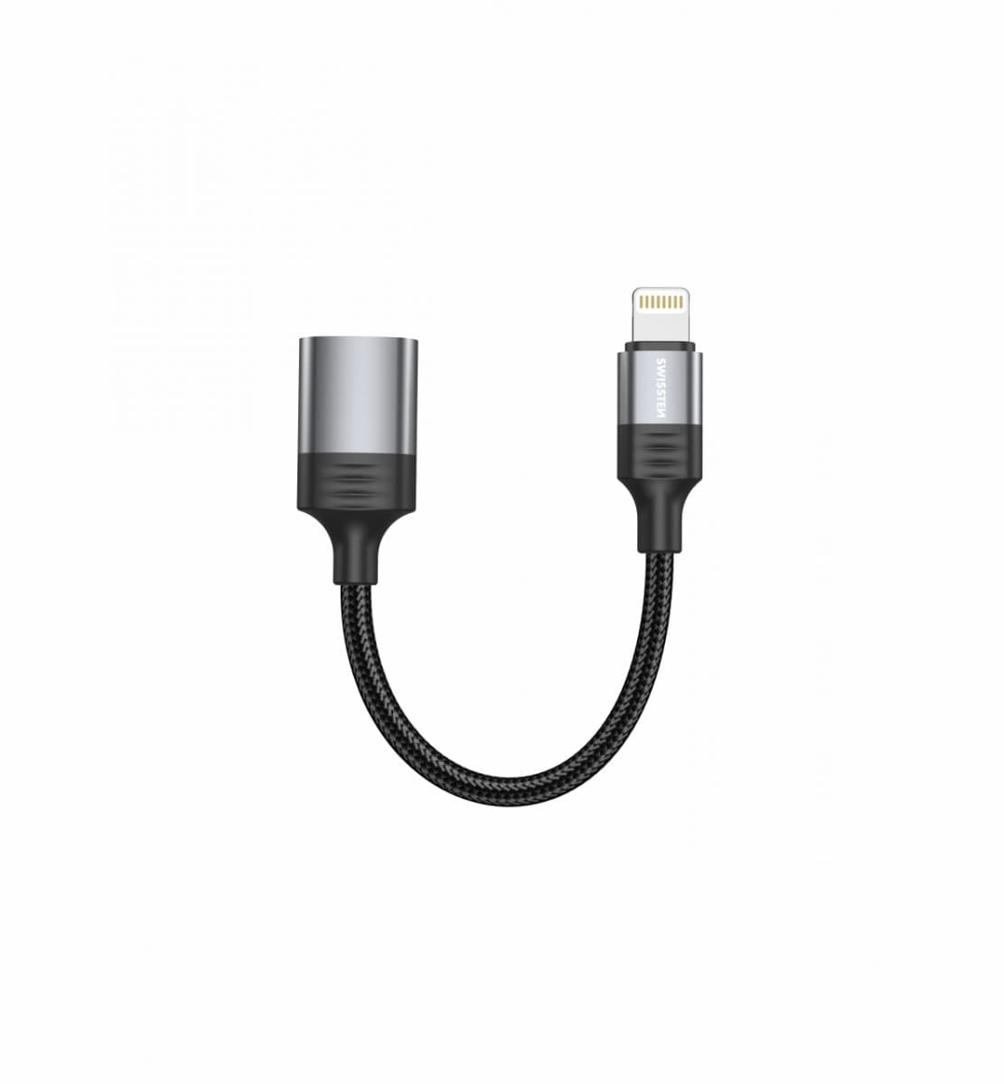 Adaptér OTG Swissten Lightning - USB-A 0,12 m černý