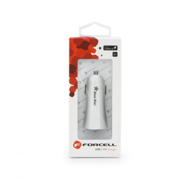 Autodobíječ Forcell 2A bílý s funkcí Quick Charge - náhled 1