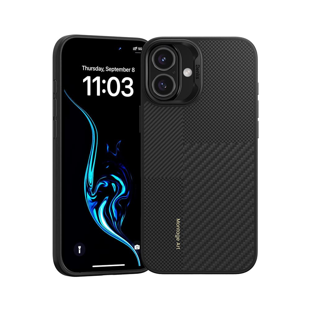 Zadní kryt Benks Montage Magnetic Armor Air Kevlar Metal Frame 600D pro iPhone 16 Plus černý - náhled 1