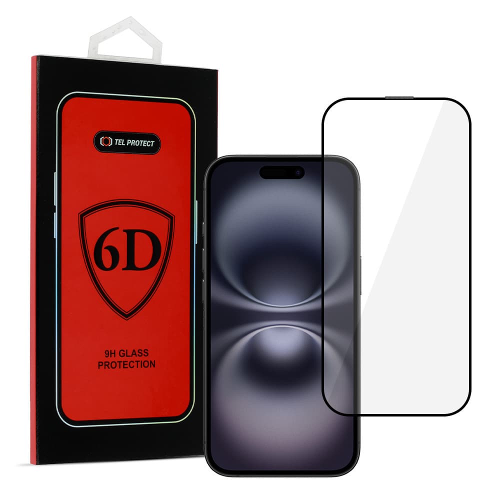 Tvrzené sklo Full Glue 6D pro iPhone 16 černé - náhled 1