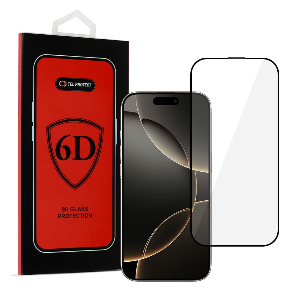 Tvrzené sklo Full Glue 6D pro iPhone 16 PRO - 17 černé - náhled 1