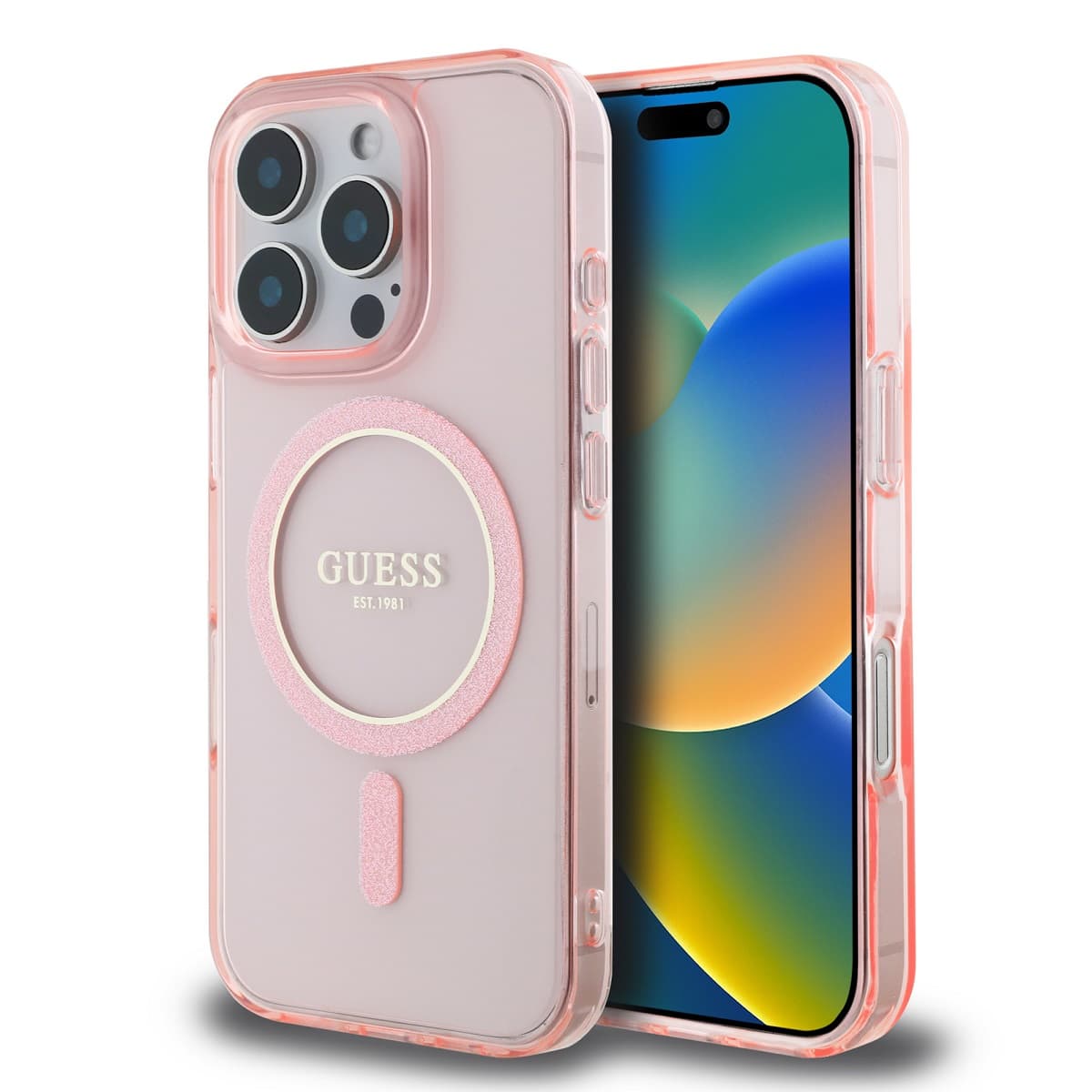 Zadní kryt Guess IML Glitter Ring MagSafe pro iPhone 16 Pro Max Pink - náhled 1