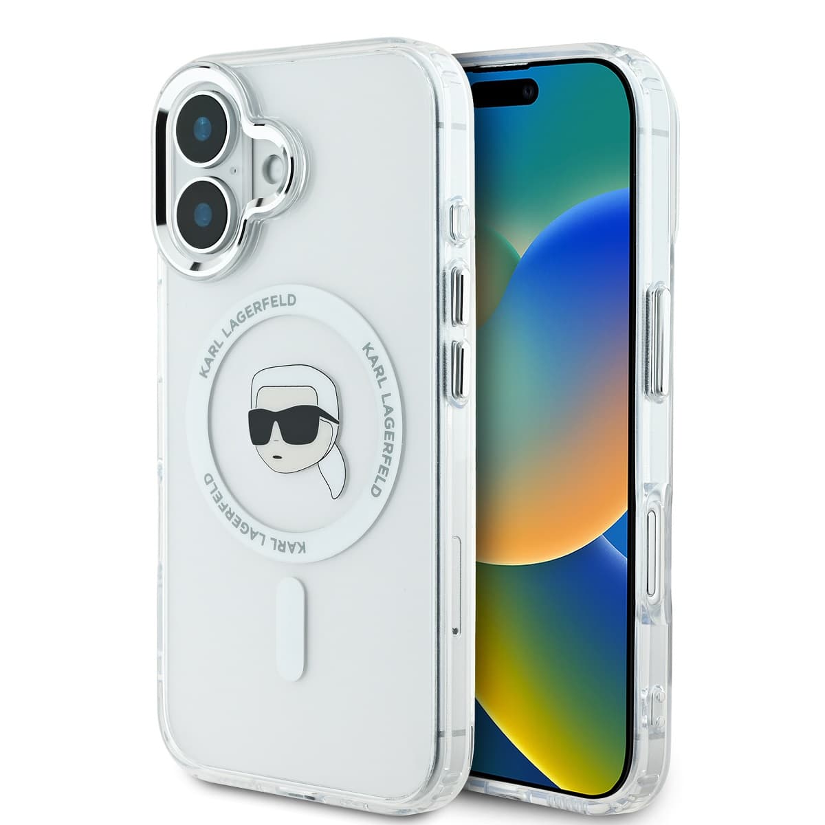 Zadní kryt Karl Lagerfeld IML Karl Head Metal Frame MagSafe pro iPhone 16 Transparent - náhled 1