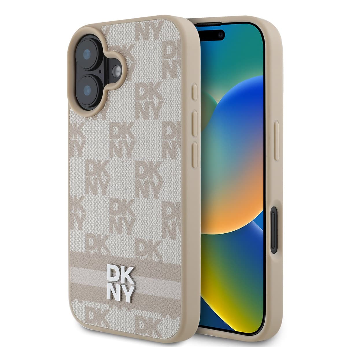 Zadní kryt DKNY PU Leather Checkered Pattern and Stripe pro iPhone 16 Pink - náhled 1